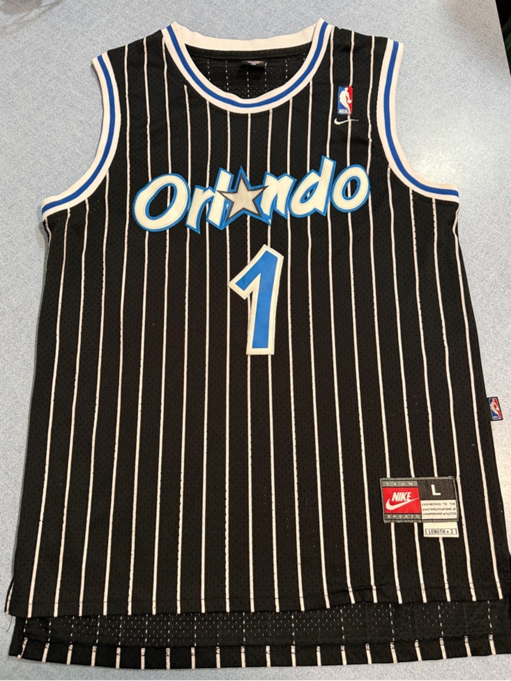 Nike Orlando Black White Pinstripe #1 Basketball Jersey
